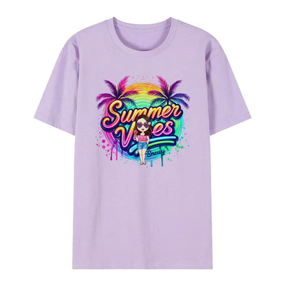 T-shirt Personalizzata Cartoon Summer Vibes con Nome