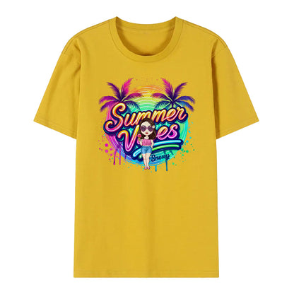 T-shirt Personalizzata Cartoon Summer Vibes con Nome