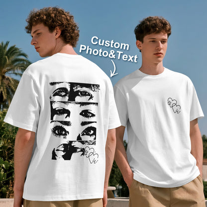 Maglietta Personalizzata Line Art Foto T-shirt Occhi Coppia San Valentino