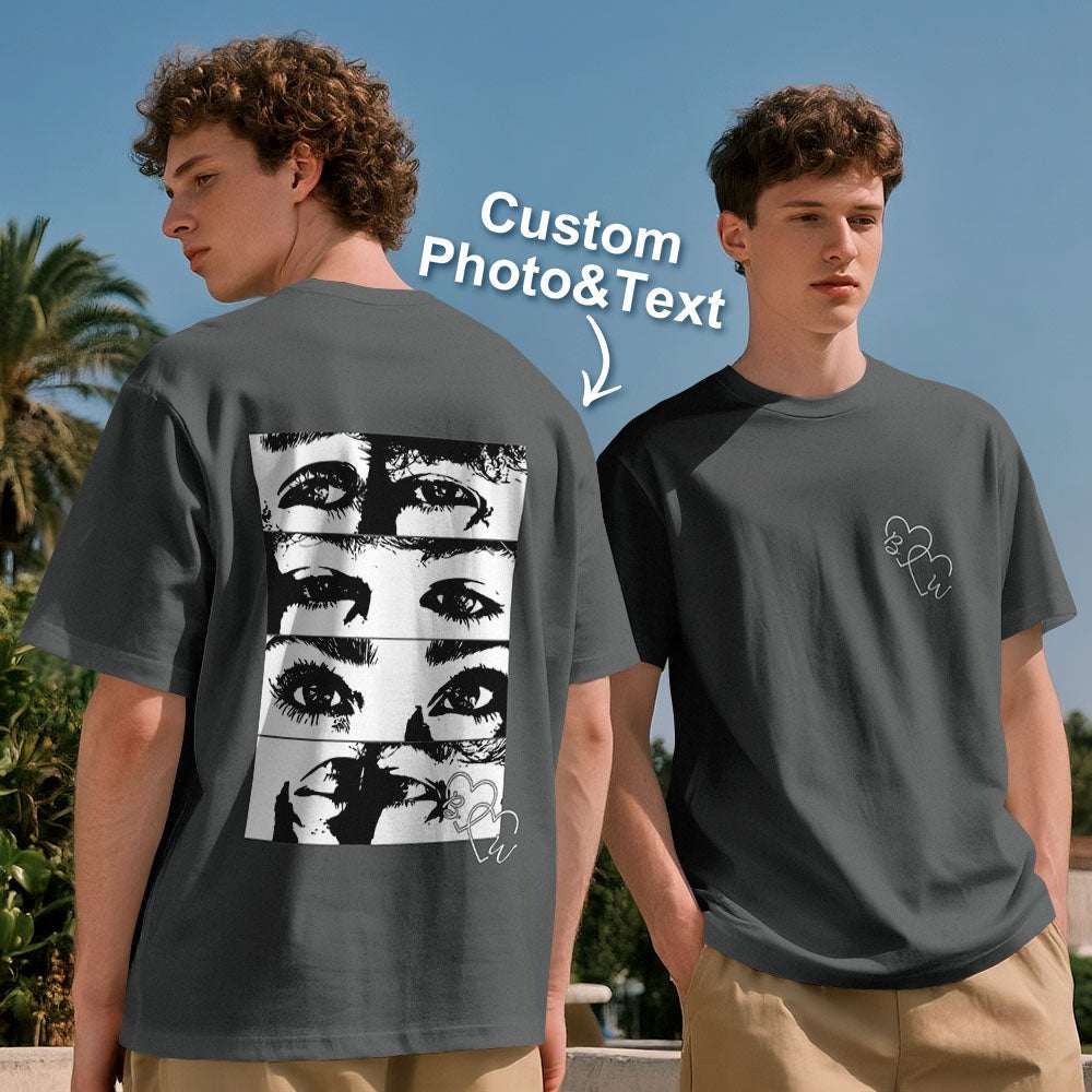 Maglietta Personalizzata Line Art Foto T-shirt Occhi Coppia San Valentino