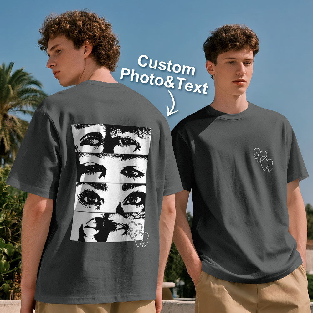 Maglietta Personalizzata Line Art Foto T-shirt Occhi Coppia San Valentino