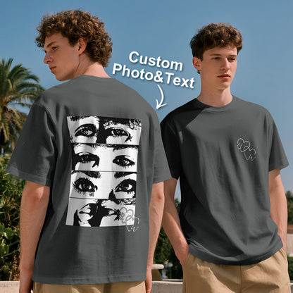 Maglietta Personalizzata Line Art Foto T-shirt Occhi Coppia San Valentino