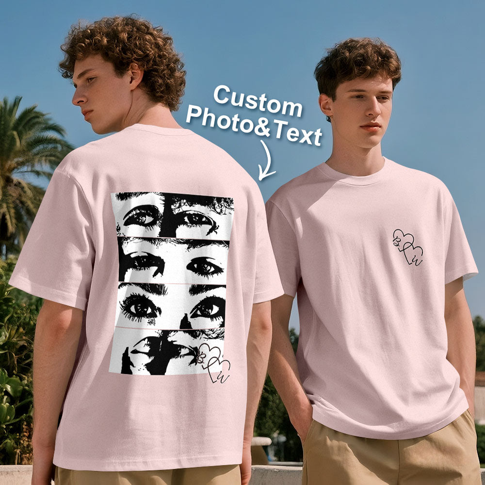 Maglietta Personalizzata Line Art Foto T-shirt Occhi Coppia San Valentino