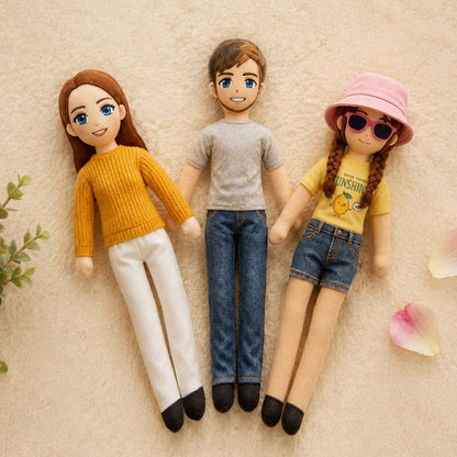 Bambola Mini Me Personalizzata con Foto Corpo Intero Idea Regalo Snodabile Natale San Valentino Compleanno Anniversario Mamma Papà