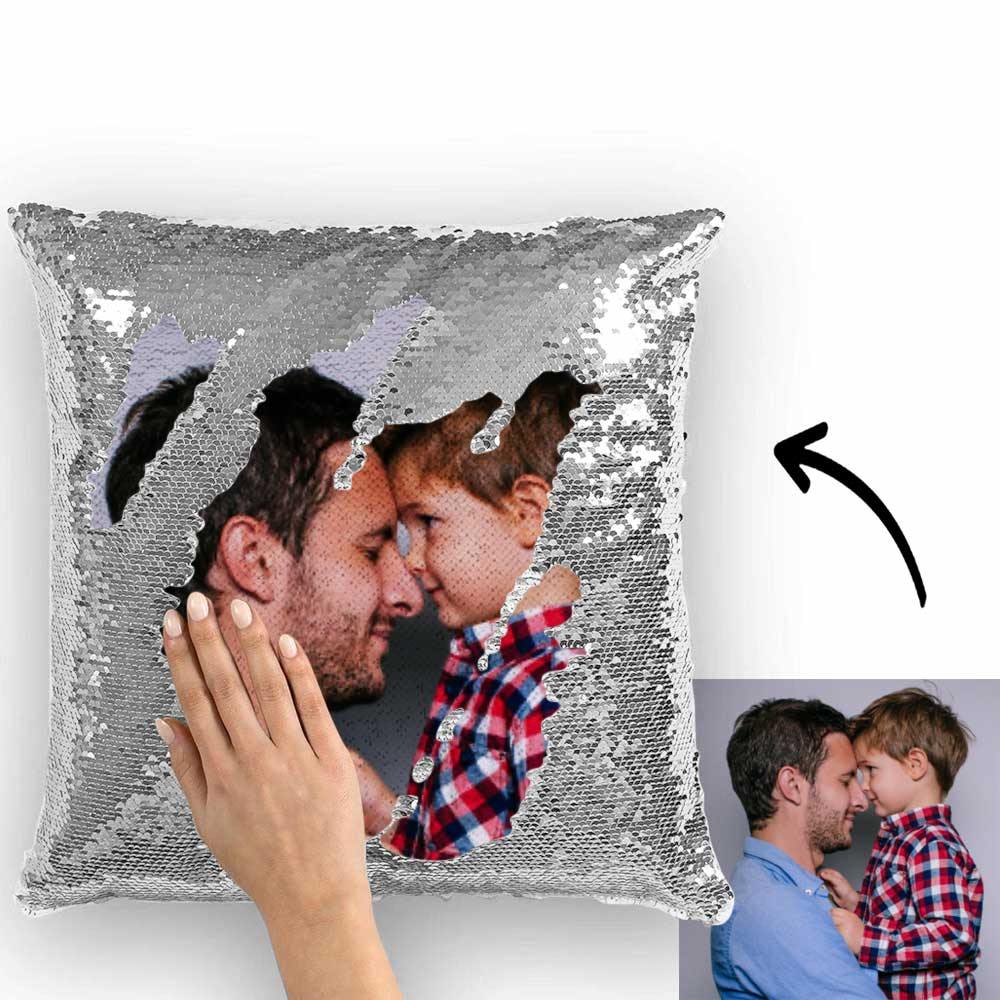 Federa Magica con Paillettes Personalizzata Foto a Scomparsa idea donna mamma lui lei papà anniversario animale