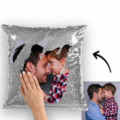 Federa Magica con Paillettes Personalizzata Foto a Scomparsa idea donna mamma lui lei papà anniversario animale