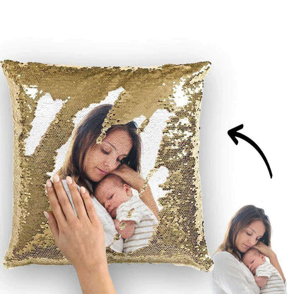 Federa Magica con Paillettes Personalizzata Foto a Scomparsa idea donna mamma lui lei papà anniversario animale