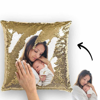 Federa Magica con Paillettes Personalizzata Foto a Scomparsa idea donna mamma lui lei papà anniversario animale