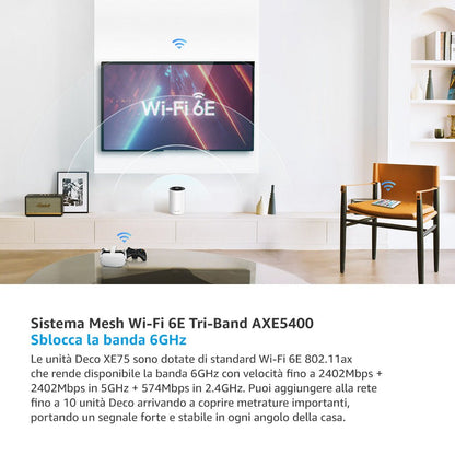 Deco XE75 Sistema Mesh Wi-Fi 6E AXE5400Mbps, 3pz