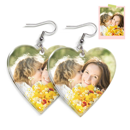 Orecchini a Cuore Personalizzati con Foto Regalo Festa della Mamma