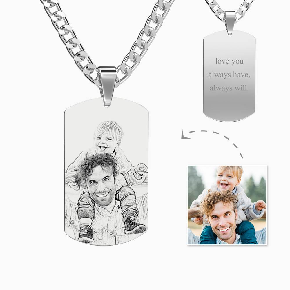 Collana Uomo Personalizzata con Foto e Incisione - idea regalo papà