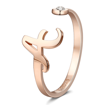 Anello Personalizzato con Iniziale e Pietra di Nascita – Argento 925 Placcato Oro Rosa – Regalo Unico e Raffinato