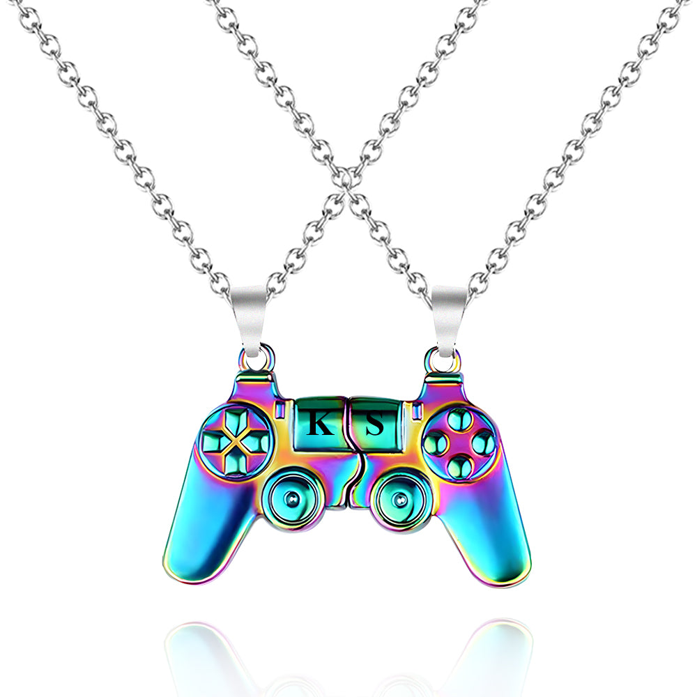 Collana Magnetica Coppia Personalizzata Iniziali Regalo Amore Gamer