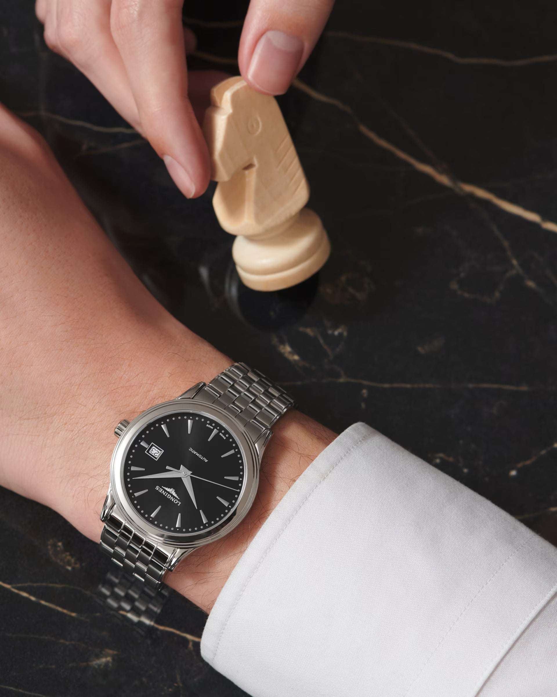 Longines Flagship Classic – Orologio automatico Swiss Made nero L4.984.4.59.6