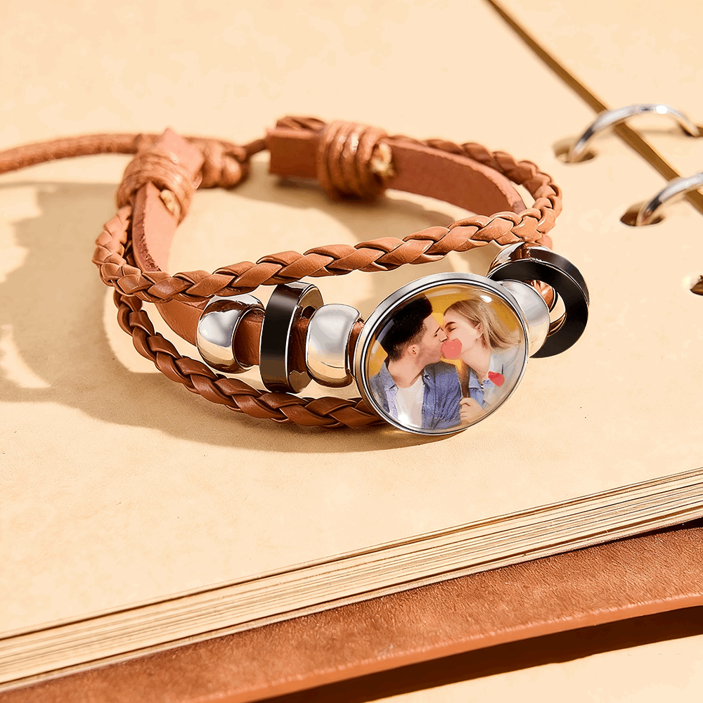 Bracciale con foto personalizzato in pelle