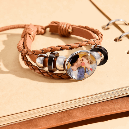 Bracciale con foto personalizzato in pelle