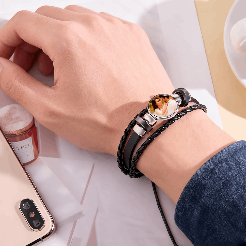 Bracciale con foto personalizzato in pelle
