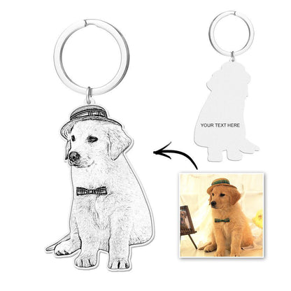 Portachiavi con Foto Incisa Personalizzata – Memoriale per Animali Domestici – Regalo Unico in Acciaio Inossidabile