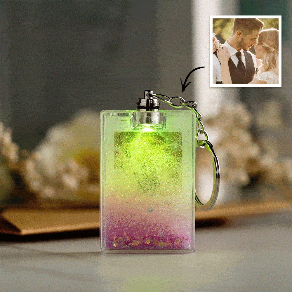 Portachiavi Luminoso Personalizzato con Foto e Codice Musicale – brillantini Colorate e Design Scansionabile papà