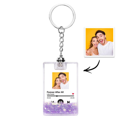 Portachiavi Luminoso Personalizzato con Foto e Codice Musicale – brillantini Colorate e Design Scansionabile papà