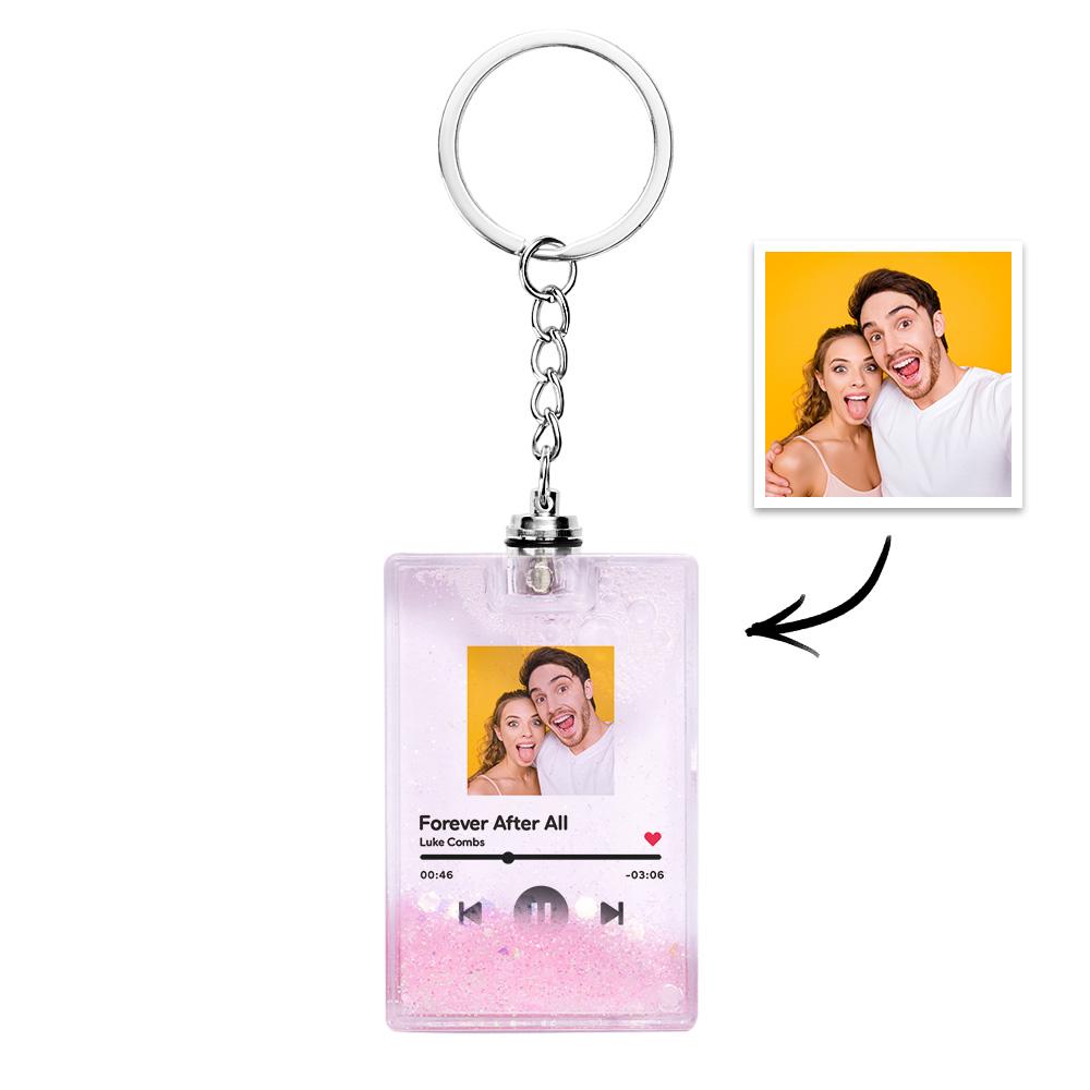 Portachiavi Luminoso Personalizzato con Foto e Codice Musicale – brillantini Colorate e Design Scansionabile papà