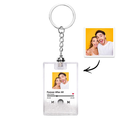 Portachiavi Luminoso Personalizzato con Foto e Codice Musicale – brillantini Colorate e Design Scansionabile papà