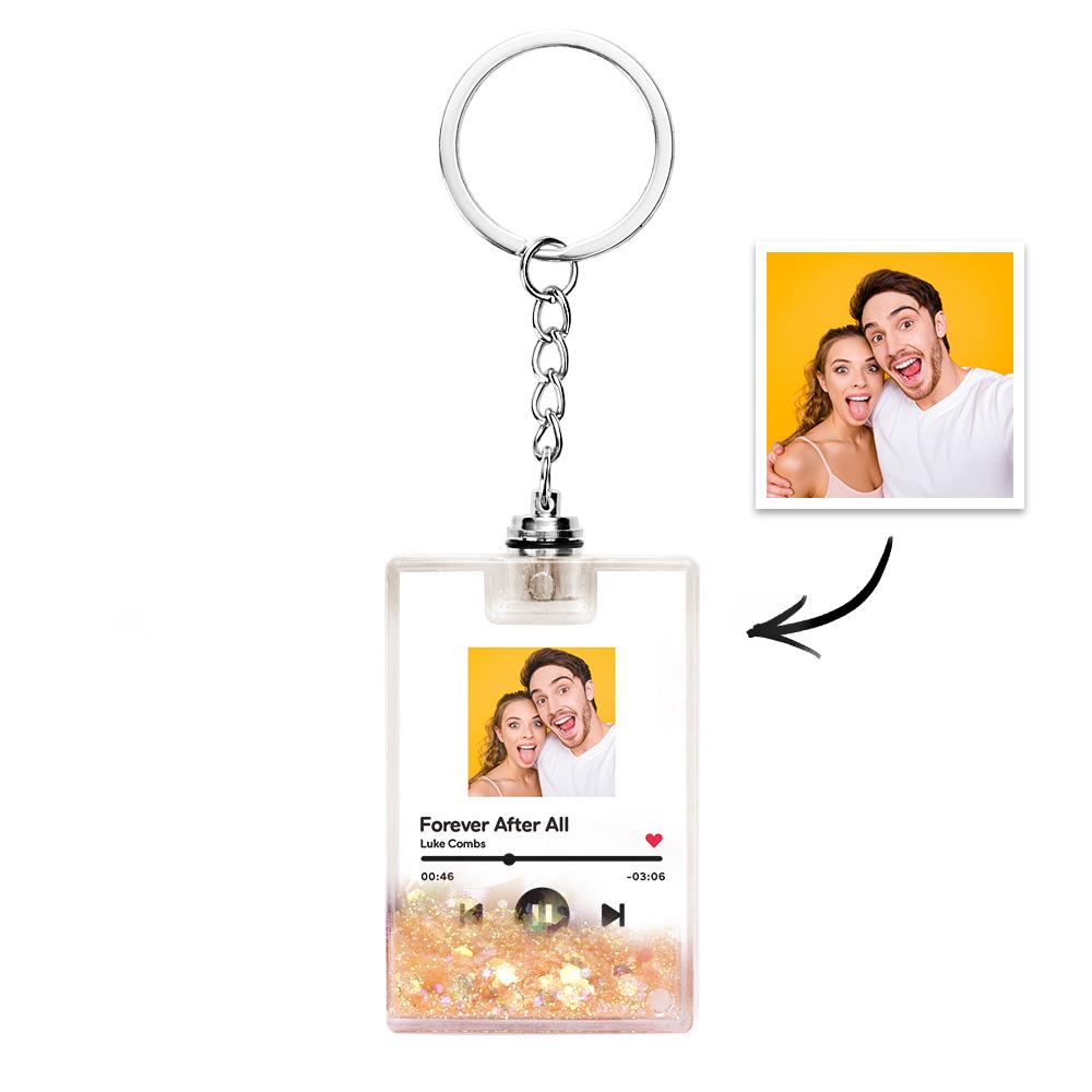 Portachiavi Luminoso Personalizzato con Foto e Codice Musicale – brillantini Colorate e Design Scansionabile papà