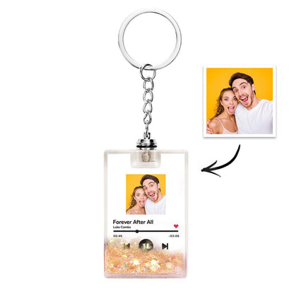 Portachiavi Luminoso Personalizzato con Foto e Codice Musicale – brillantini Colorate e Design Scansionabile papà