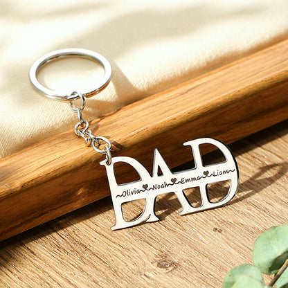Portachiavi con nome personalizzato DAD fino a 4 nomi Regali per il papà