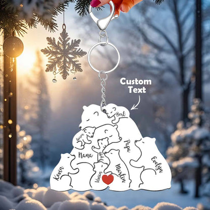 Portachiavi Personalizzato "Famiglia Orso" – Incisione Papa & Mama Bear – Regalo Unico per Genitori e Nonni