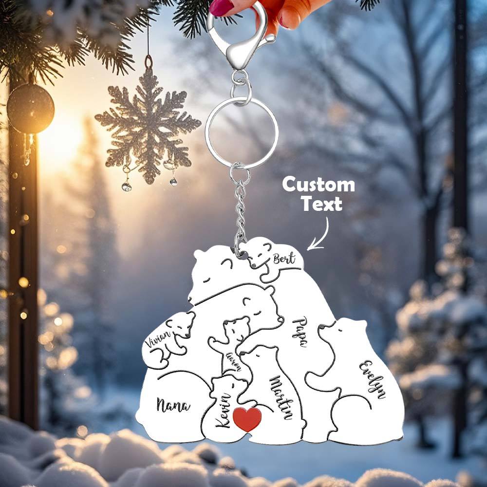 Portachiavi Personalizzato "Famiglia Orso" – Incisione Papa & Mama Bear – Regalo Unico per Genitori e Nonni