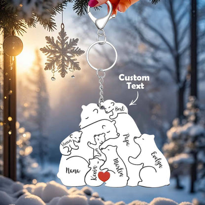 Portachiavi Personalizzato "Famiglia Orso" – Incisione Papa & Mama Bear – Regalo Unico per Genitori e Nonni