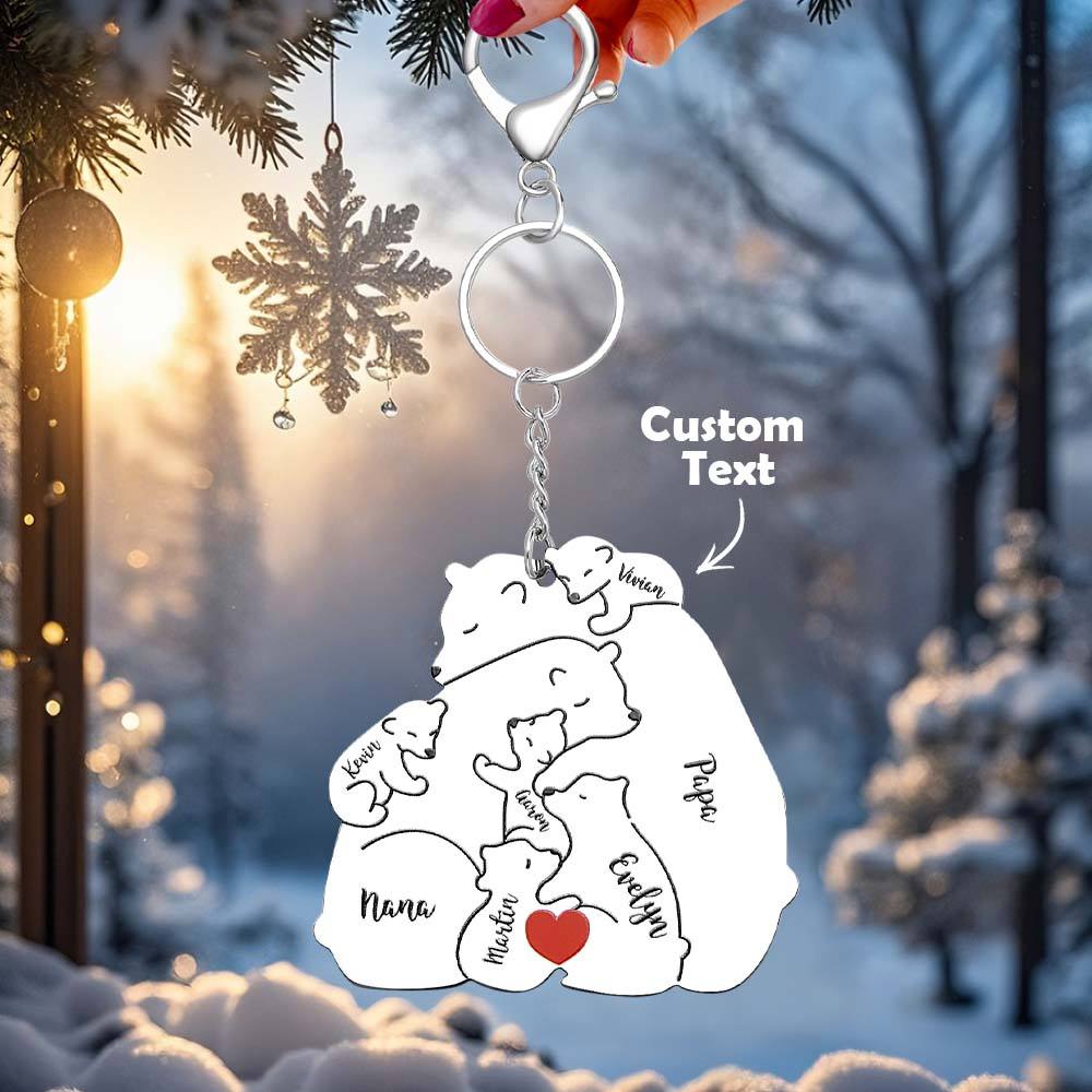 Portachiavi Personalizzato "Famiglia Orso" – Incisione Papa & Mama Bear – Regalo Unico per Genitori e Nonni