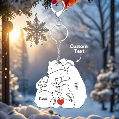 Portachiavi Personalizzato "Famiglia Orso" – Incisione Papa & Mama Bear – Regalo Unico per Genitori e Nonni