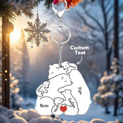Portachiavi Personalizzato "Famiglia Orso" – Incisione Papa & Mama Bear – Regalo Unico per Genitori e Nonni