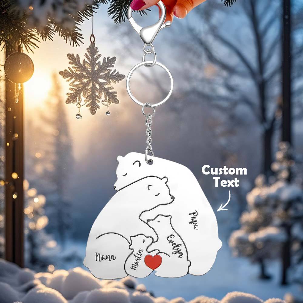 Portachiavi Personalizzato "Famiglia Orso" – Incisione Papa & Mama Bear – Regalo Unico per Genitori e Nonni