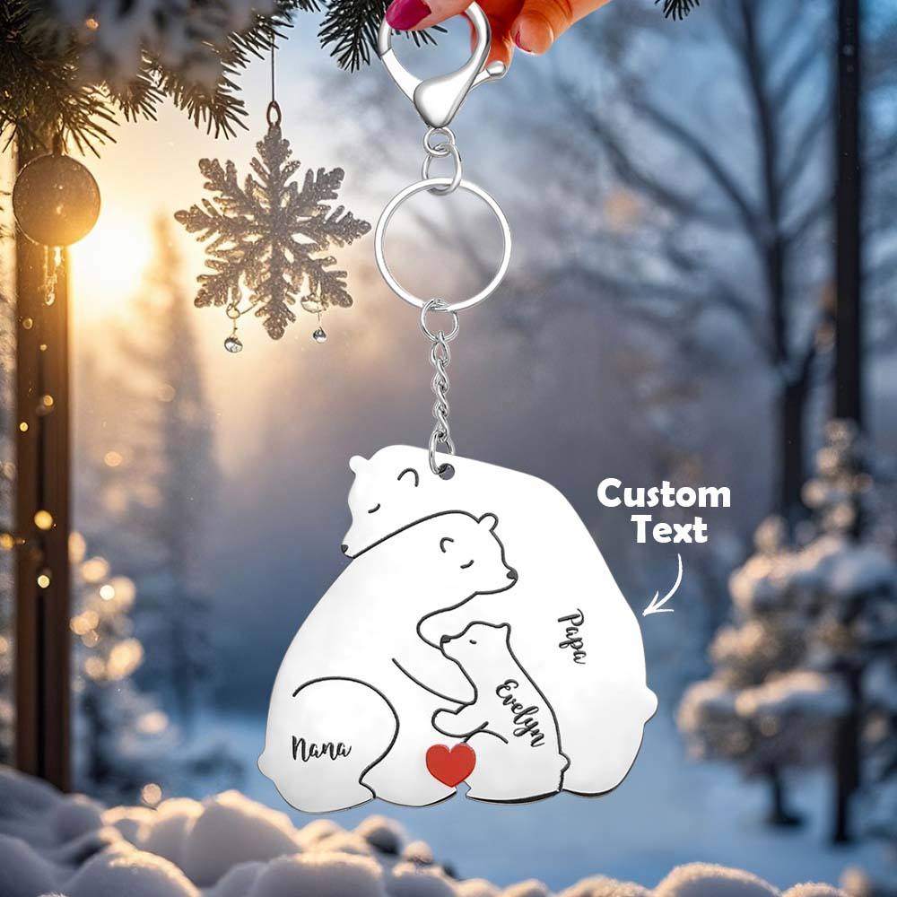 Portachiavi Personalizzato "Famiglia Orso" – Incisione Papa & Mama Bear – Regalo Unico per Genitori e Nonni