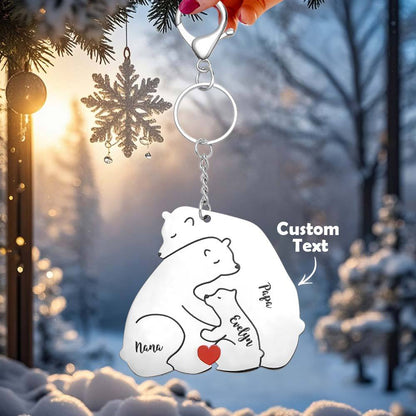Portachiavi Personalizzato "Famiglia Orso" – Incisione Papa & Mama Bear – Regalo Unico per Genitori e Nonni