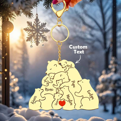 Portachiavi Personalizzato "Famiglia Orso" – Incisione Papa & Mama Bear – Regalo Unico per Genitori e Nonni
