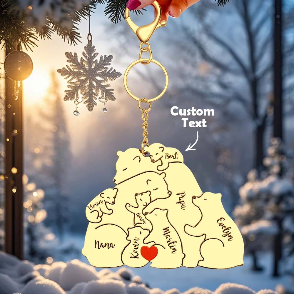 Portachiavi Personalizzato "Famiglia Orso" – Incisione Papa & Mama Bear – Regalo Unico per Genitori e Nonni