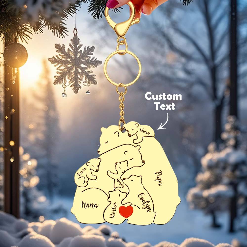 Portachiavi Personalizzato "Famiglia Orso" – Incisione Papa & Mama Bear – Regalo Unico per Genitori e Nonni