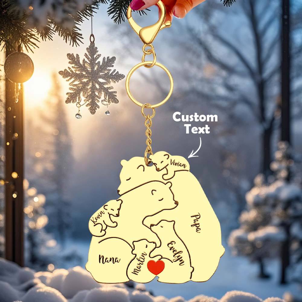 Portachiavi Personalizzato "Famiglia Orso" – Incisione Papa & Mama Bear – Regalo Unico per Genitori e Nonni