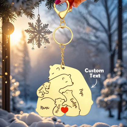 Portachiavi Personalizzato "Famiglia Orso" – Incisione Papa & Mama Bear – Regalo Unico per Genitori e Nonni