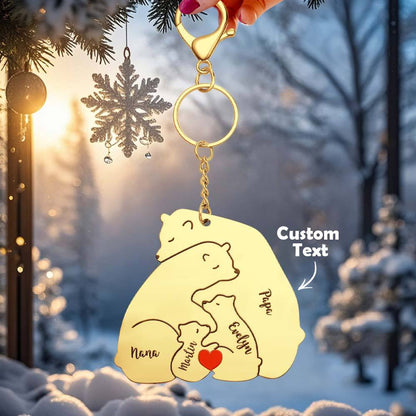 Portachiavi Personalizzato "Famiglia Orso" – Incisione Papa & Mama Bear – Regalo Unico per Genitori e Nonni