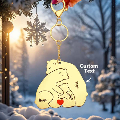 Portachiavi Personalizzato "Famiglia Orso" – Incisione Papa & Mama Bear – Regalo Unico per Genitori e Nonni