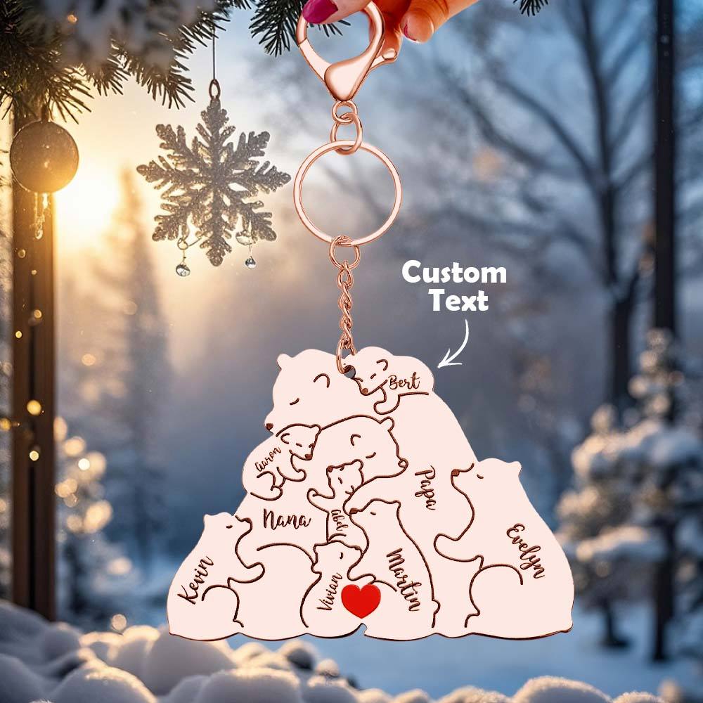 Portachiavi Personalizzato "Famiglia Orso" – Incisione Papa & Mama Bear – Regalo Unico per Genitori e Nonni