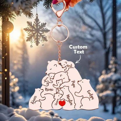 Portachiavi Personalizzato "Famiglia Orso" – Incisione Papa & Mama Bear – Regalo Unico per Genitori e Nonni