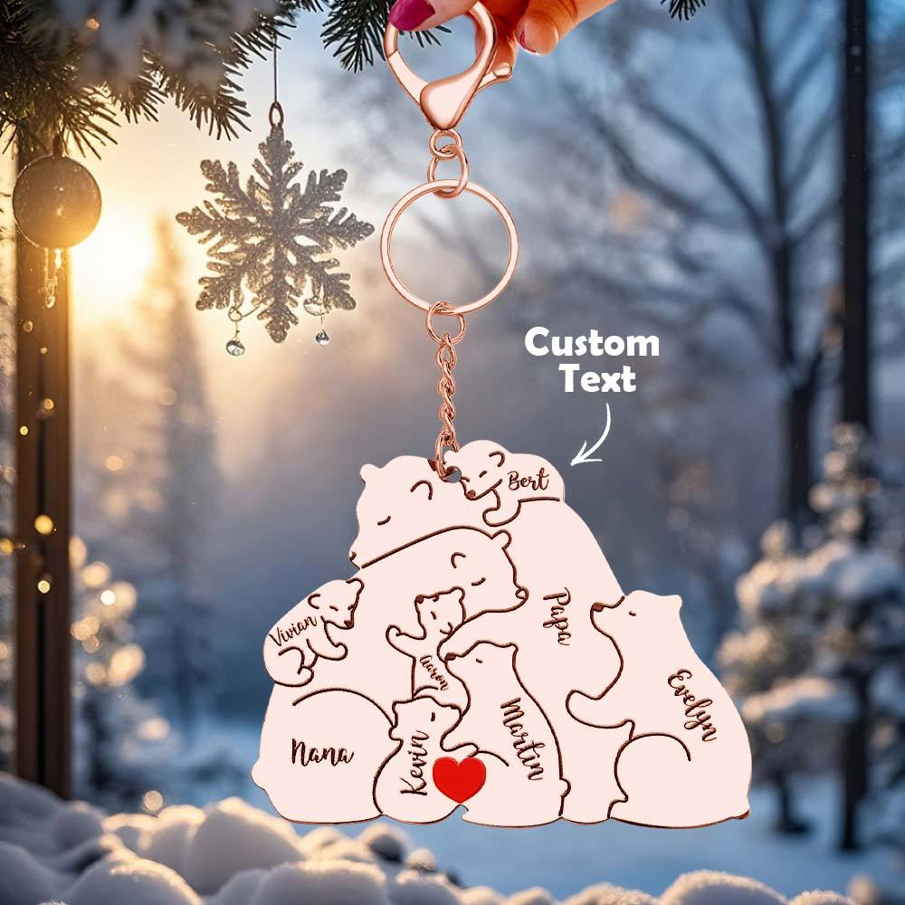 Portachiavi Personalizzato "Famiglia Orso" – Incisione Papa & Mama Bear – Regalo Unico per Genitori e Nonni