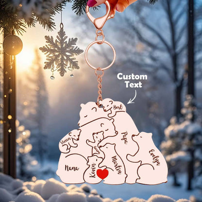 Portachiavi Personalizzato "Famiglia Orso" – Incisione Papa & Mama Bear – Regalo Unico per Genitori e Nonni
