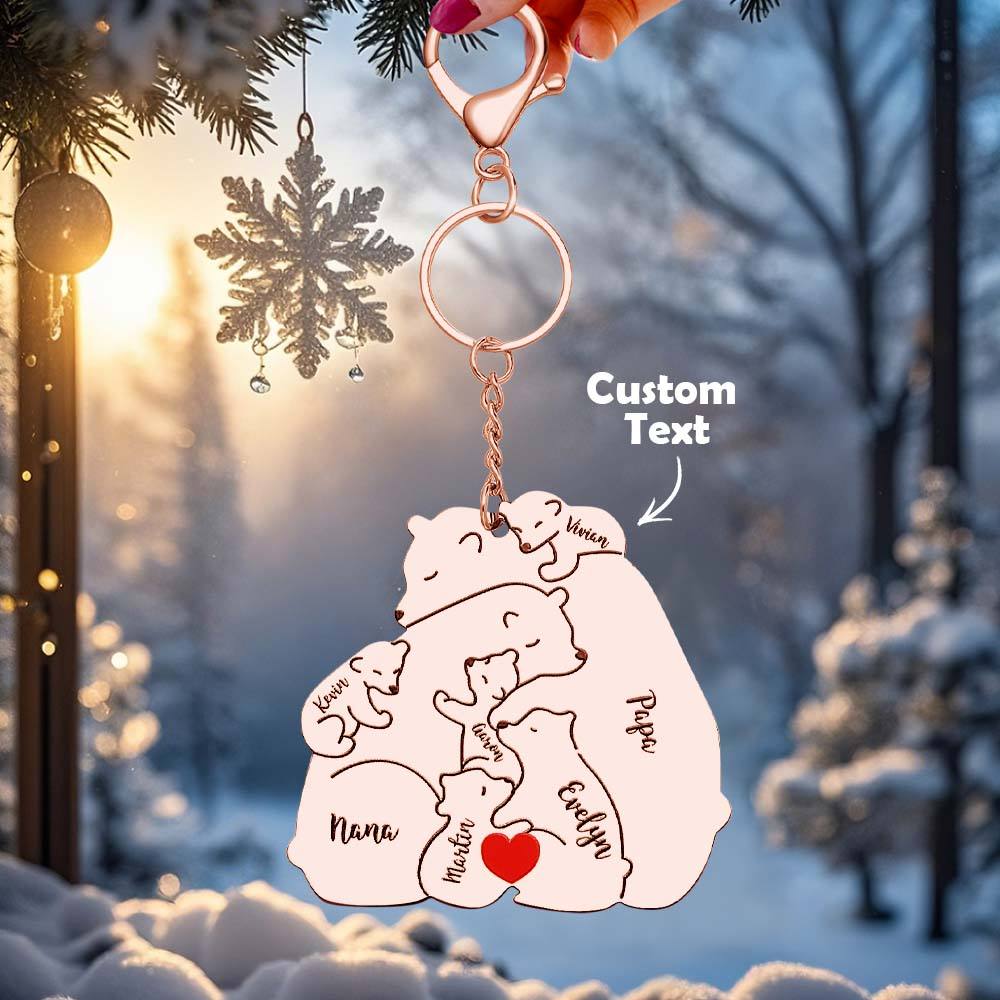 Portachiavi Personalizzato "Famiglia Orso" – Incisione Papa & Mama Bear – Regalo Unico per Genitori e Nonni
